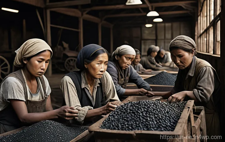 일제 강점기 근로자의 권리와 의무 - Image Prompt 1: The Weight of Labor**