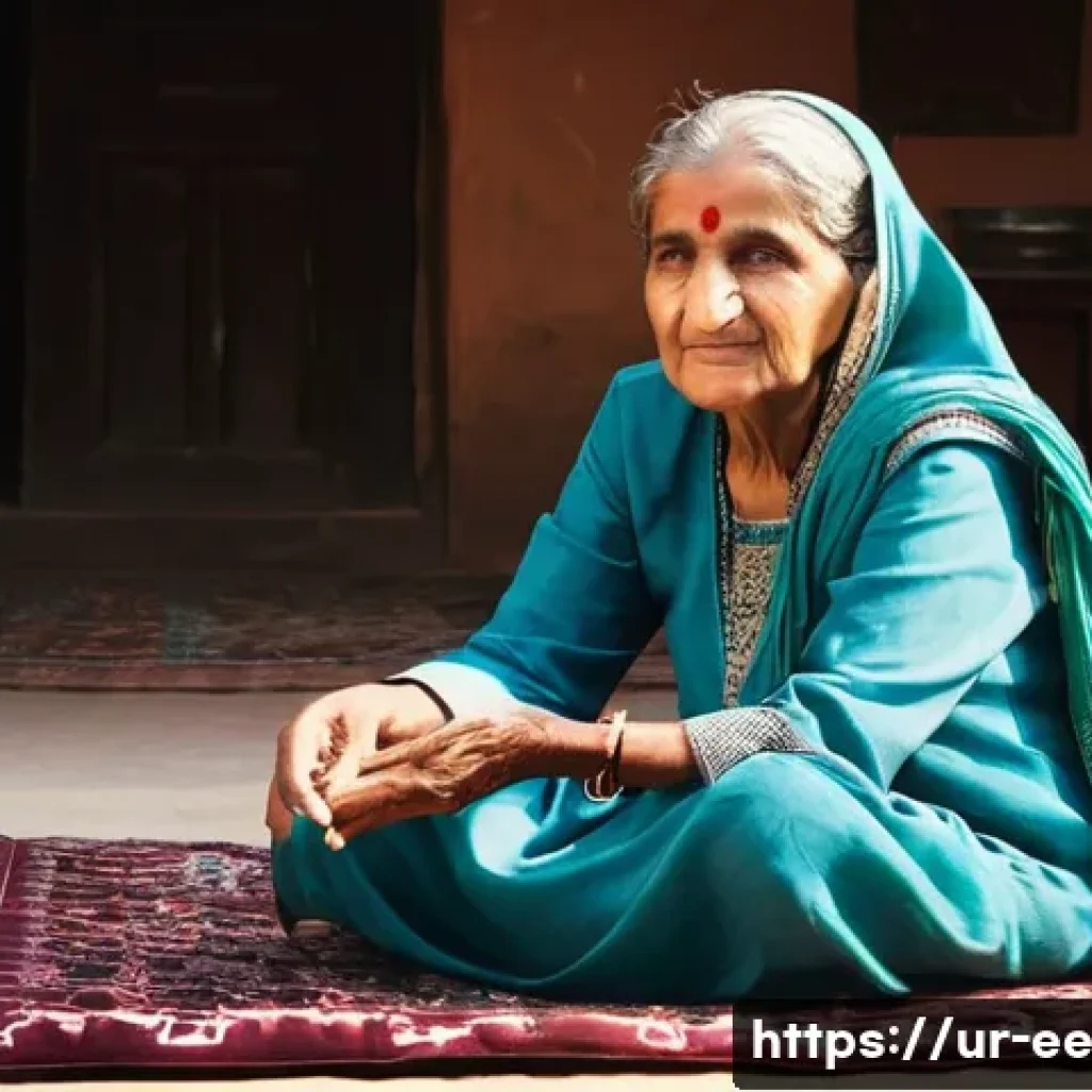 일제 근무와 현대 사회의 연계 - **Prompt:** A heartwarming scene of an elderly Pakistani grandmother (Dadi/Nani), with a kind, wrink...
