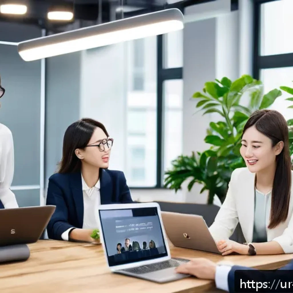 일제 근무와 한국의 노동 인식 변화 - A modern South Korean office scene featuring a diverse group of young professionals, including women...