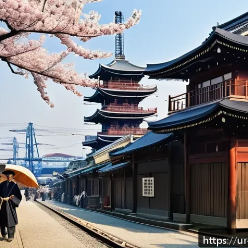 Home 30 일제 근무의 정치적 맥락 - A detailed historical scene depicting the Meiji era (1868-1912) in Japan, showcasing a blend of trad...